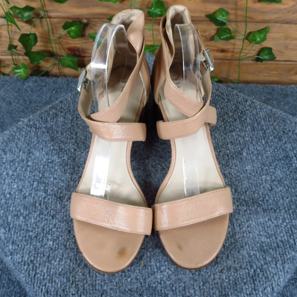 Via Spiga Women Sandals Size‎ 10M Dress Casual Block Heel Tan Leather Strappy